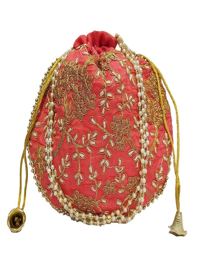 athizay حقيبة athizay Potli (عبوة من 2 Potli) حقائب يد مصممة باللونين الأخضر والوردي Matka || - Image 5